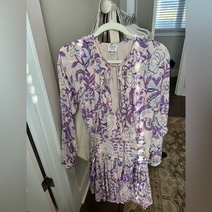 HEMANT & NANDITA Light Pink, Blue, & Purple Floral Dress